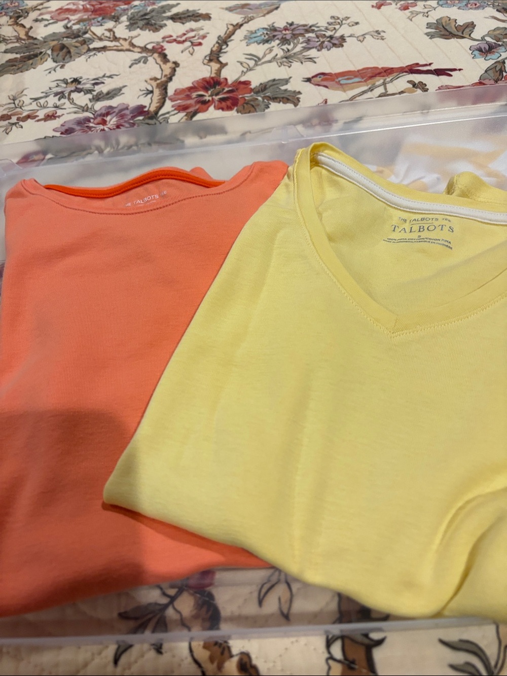 nWOT Talbots pYellow V-Neck Tee and Coral Short Sleeve Tee
